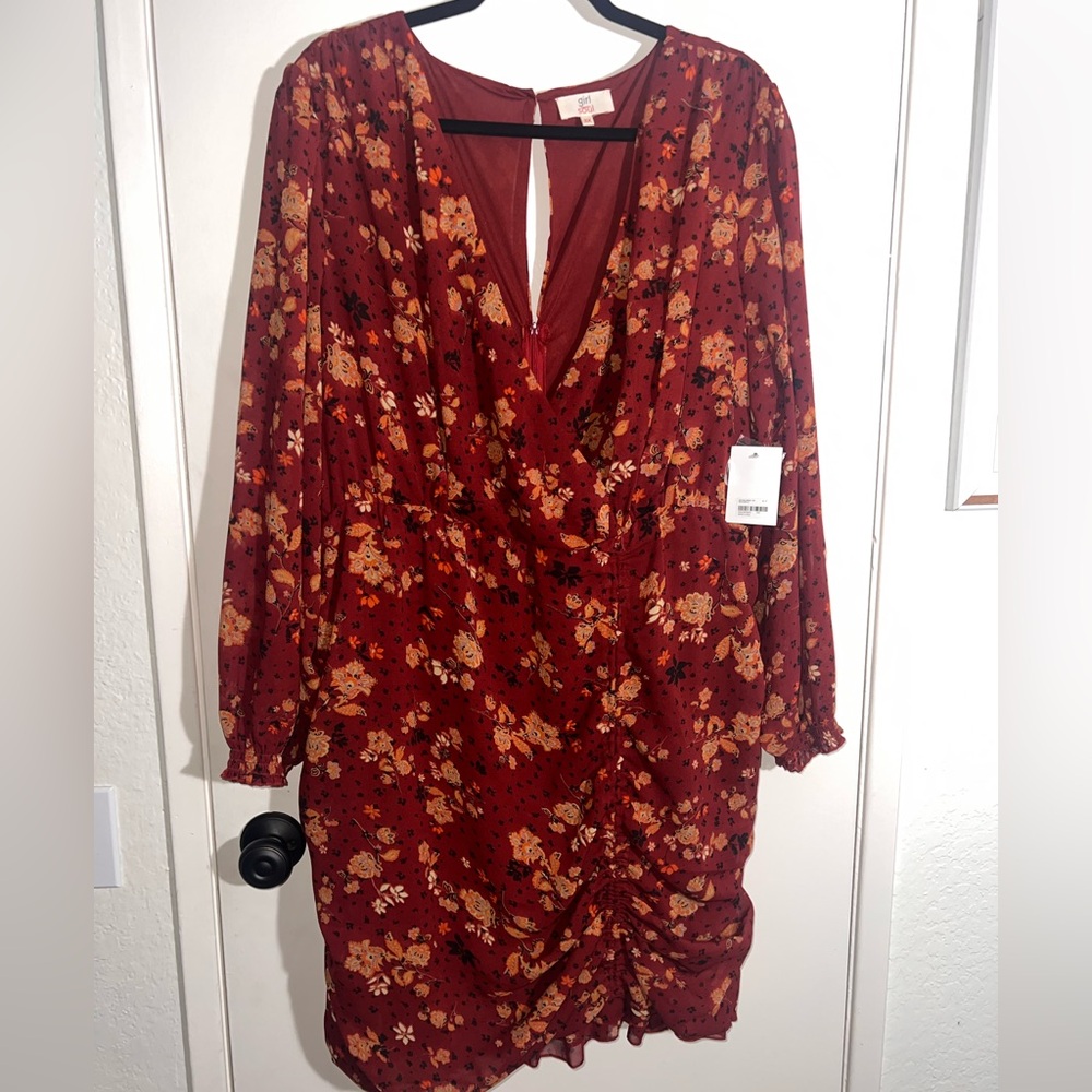 Floral V-Neck Long Sleeve Dress